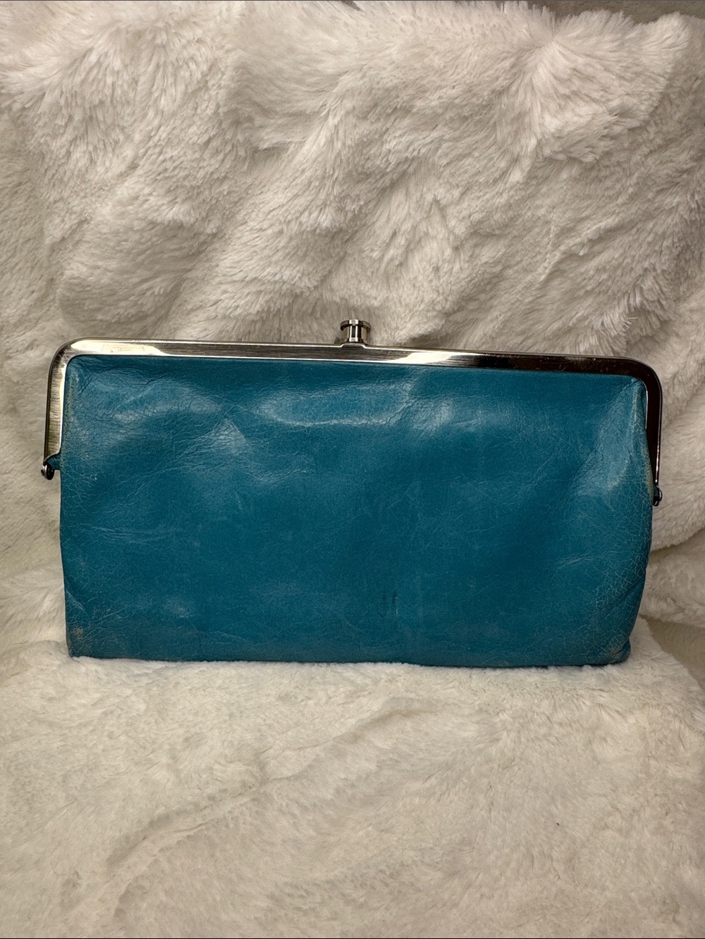 HOBO Teal Leather Frame Clutch